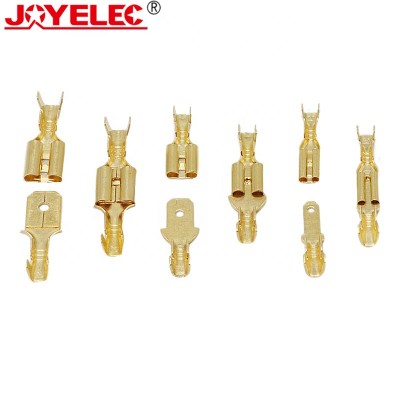 2.8/4.8/6.3mm Female and male Crimp Terminal Connector Gold Brass/Silver Car Speaker Electric Wire Connectors